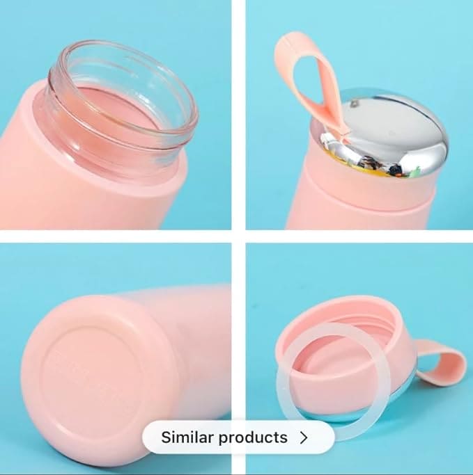 Nice Water Bottle, 400ML Glass Water Bottle, Gym Sports Cycling Water Cup, Double Layer Glass Cup, Portable Kids Beverage Bottle, Portable Travel Insulated Mug, Anti-fall Glass Bottle, Sleeve Cover Water Bottle