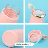 Nice Water Bottle, 400ML Glass Water Bottle, Gym Sports Cycling Water Cup, Double Layer Glass Cup, Portable Kids Beverage Bottle, Portable Travel Insulated Mug, Anti-fall Glass Bottle, Sleeve Cover Water Bottle