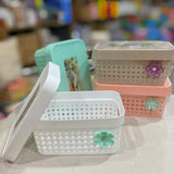 Flower Storage Basket, Multipurpose Home Kit Basket, Multifunctional Plastic Storage Basket, Vanity Storage Organizer With Lid