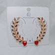 Leaf Crystal Heart Sparking Cuff Earring, Piercing Ear Bone Clip, Curved Leaf Brooch Ear Cuff, Ruby Ear Cuff,