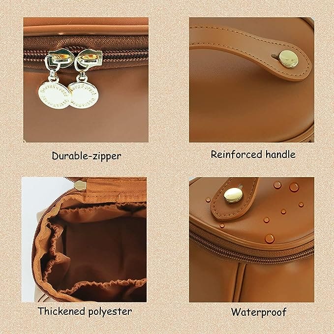Premium Cosmetic Case, Cute PU Makeup Bag For Women, Waterproof Travel Make Up Pouch, Large Capacity Portable Cosmetic Case, Multifunctional Toiletry Bag, Makeup Storage Bags with Handle and Divider, Cosmetic Makeup Bag for Women Girls