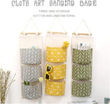 3 Pocket Hanging Storage Bag, Wall Pocket Hanging Holder, Multipurpose Sundry Storage Pocket, Linen Bathroom Toiletry Home Decor Hanging Bag, Creative Cotton And Linen Waterproof Storage Hanging Bag, Wardrobe Door Hanging Storage Bag