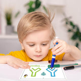 Level 4 Magical Tracing Book, Children 32 Pages Tracing Work Book, Reusable Magic Practice Copybook for Kids with Drawing Pens and Eraser, Kids Brain Development Training Book Children Drawing Education Stationary
