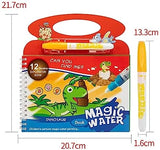 Reusable Magic Water Book, Creative Children Magical Drawing Books with Pen, Water Reveal Activity Book for Kid, Painting Color Wonder Coloring Book, Child Educational Toy Magic Book Water Painting