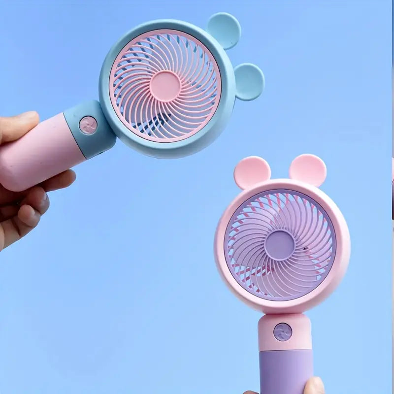 Cute Bear Ear Fan, Rechargeable Mini Small Fan, Portable Pocket Desktop Fan, Electric Handheld Fan, Small Desk Personal Fan, Mini Pocket Cooling Fan
