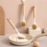 Dish Scrubbing Brush, Wooden Handle SIGA Dish Brush, Kitchen Scrubbing Brush, Washing Up Brush, Kitchen Bathroom Washing Scrubbing Brush With Small Handle, Shower Cleaning Brush, Non Stick Kitchen Multifunctional Cleaning Brush, Pot Scrubbing Brush