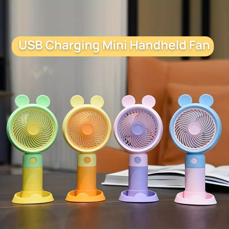 Cute Bear Ear Fan, Rechargeable Mini Small Fan, Portable Pocket Desktop Fan, Electric Handheld Fan, Small Desk Personal Fan, Mini Pocket Cooling Fan