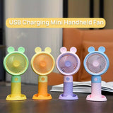 Cute Bear Ear Fan, Rechargeable Mini Small Fan, Portable Pocket Desktop Fan, Electric Handheld Fan, Small Desk Personal Fan, Mini Pocket Cooling Fan