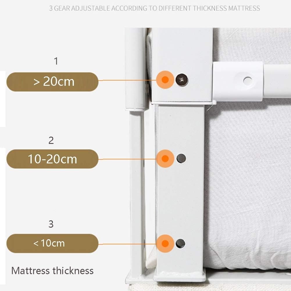 Children Bed Barrier, Baby Bed Safety Guard, Fence Guardrail Security, Foldable Baby Bed Fencing Gate, Crib Adjustable Safety Kids Rails, Safety Protection Guard Beige for Toddler, Up & Down Falling Protector Bed Rails for Kids