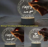 Bulb Shape Led Writing Board, 3D LED Note Night Lamp, Acrylic Dry Erase Board with Stand, 3d Creative Visualization Lamp Led, Drawing Bedroom Lamp, Luminous Message Board Night Lamp