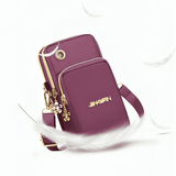 Mobile Wallet Bag, Women Fashion Women Cross Body Bag, 3 Layer Mobile Pouch With Headphone Plug, Casual Waterproof Nylon Crossbody Bag, Small Cell Phone Handbag, Purse Sports Pouch Bag, Universal Mobile Phone Bag