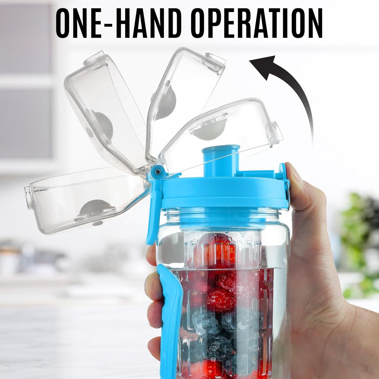 Aqua Time Infuser Water Bottle, 1L Time Tracker Bottle With Cleaning Brush, Acrylic Detox Sports Water Bottle, Triton Sports Bottle with Flip Top Lid, Fruity infusing Water Bottles for Women & Men -