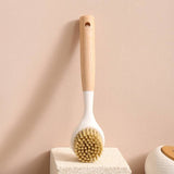 Dish Scrubbing Brush, Wooden Handle SIGA Dish Brush, Kitchen Scrubbing Brush, Washing Up Brush, Kitchen Bathroom Washing Scrubbing Brush With Small Handle, Shower Cleaning Brush, Non Stick Kitchen Multifunctional Cleaning Brush, Pot Scrubbing Brush