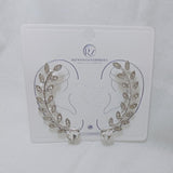 Leaf Crystal Heart Sparking Cuff Earring, Piercing Ear Bone Clip, Curved Leaf Brooch Ear Cuff, Ruby Ear Cuff,