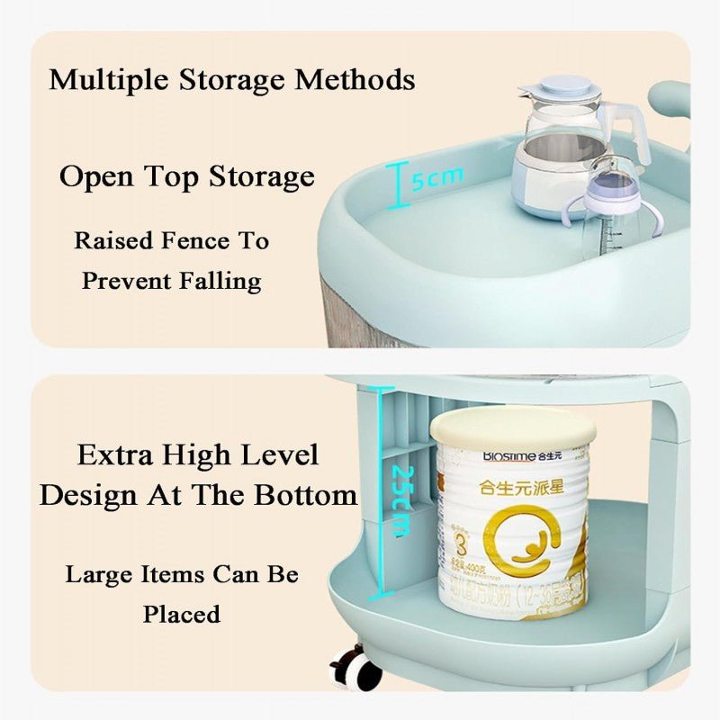 Baby Supplies Multi-Purpose Trolley | Portable Nursery Storage Organizer | 4 Layer