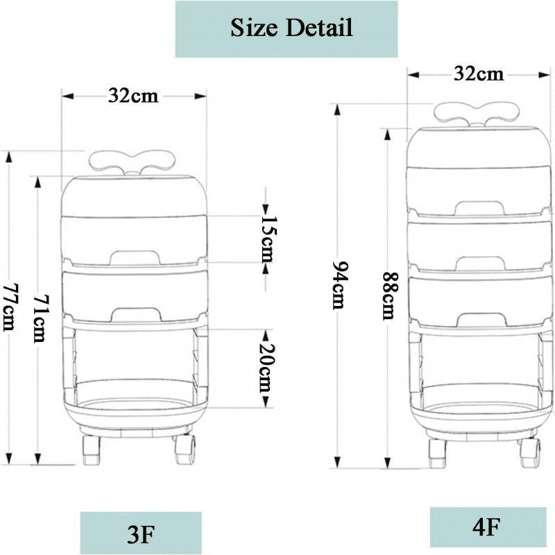 Baby Supplies Multi-Purpose Trolley | Portable Nursery Storage Organizer | 4 Layer