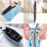 Organizer Insert Bag, Nylon Travel Handbag Purse, Large liner Lady Makeup Cosmetic Bag, Multi Zipper Makeup Bag, Double Zipper Storage Bag, Multipurpose Tote Bag