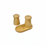 Bamboo Elegant Salt & Pepper Shaker Set with Tray | Natural Kitchen Dining Decor