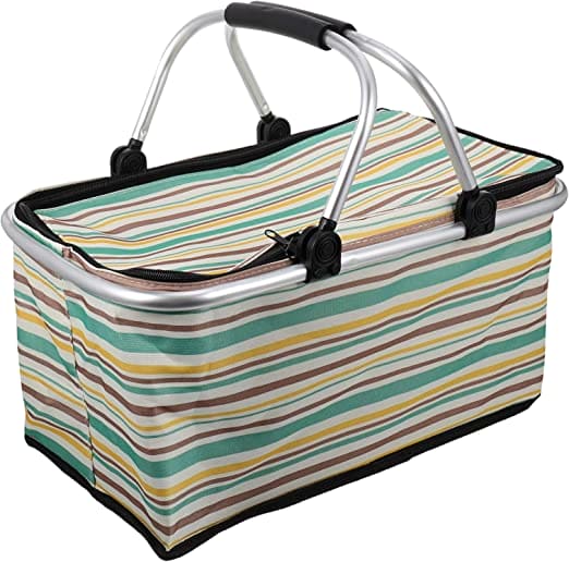 Foldable Picnic Basket, Outdoor Picnic Bag, Portable Insulated Picnic Basket, Large Capacity Camping Insulated Lunch Bag, Garden Yard Picnic Basket and Backpack, Home Storage Basket,  Hamper Insulated Picnic Basket, Folding Portable Market Basket