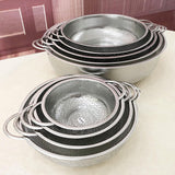 Set Of 6 Stainless Steel Punching Basket, Kitchen Steel Mesh Strainer Colander Set, Metal Colanders With Handle, Fruit Vegetable Washing Basket, Steel Washing Filter Strainer, Micro Perforated Colander Draining, Handheld Spider Strainer