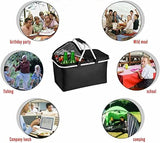 Foldable Picnic Basket, Outdoor Picnic Bag, Portable Insulated Picnic Basket, Large Capacity Camping Insulated Lunch Bag, Garden Yard Picnic Basket and Backpack, Home Storage Basket,  Hamper Insulated Picnic Basket, Folding Portable Market Basket