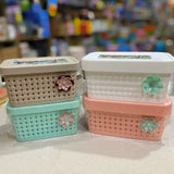 Flower Storage Basket, Multipurpose Home Kit Basket, Multifunctional Plastic Storage Basket, Vanity Storage Organizer With Lid