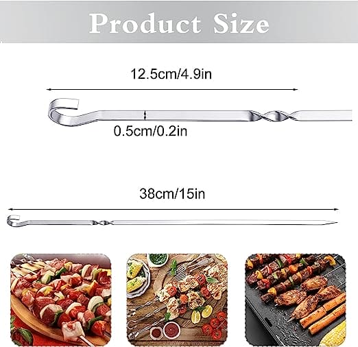 Set Of 5 Reusable BBQ Skewers, Roasting Needle Roasting Tool Brochettes Tong, Kabab Skewers Stick For Outdoor, Picnic Skewers