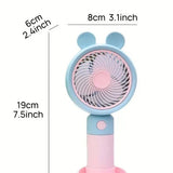Cute Bear Ear Fan, Rechargeable Mini Small Fan, Portable Pocket Desktop Fan, Electric Handheld Fan, Small Desk Personal Fan, Mini Pocket Cooling Fan