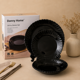 DANNY HOME 18 PCS MIDNIGHT BLACK DINNER SET