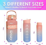 Set Of 3 Sport Water Bottle With Straw, Modernist Ombre Letter Graphic Drinking Bottle, Outdoor Gradient Drink Bottle, Large Capacity Water Dispenser Bottle