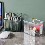 Double Layer Cotton Swab Box, Heart Transparent Storage Box With Lid, 3 Section Qtip Holder, Multifunctional Home Storage Box, Home Cosmetic Storage Box, Bathroom Canisters Vanity Organizer, Transparent Cosmetic Storage Box
