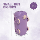 Bus Shape Water Bottle for Kids 500ML – Leakproof Straw Bottle with Carry Strap