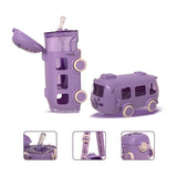 Bus Shape Water Bottle for Kids 500ML – Leakproof Straw Bottle with Carry Strap