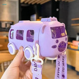Bus Shape Water Bottle for Kids 500ML – Leakproof Straw Bottle with Carry Strap