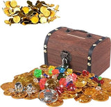 Treasure Money Box, Vintage Wood Money Saving Box With Lock, Pirate Multipurpose Treasure Chest Box, Children Lockable Coin Box, Paper Note And Coin Saving Box, Retro Wooden Treasure Chest Money Bank