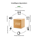 Wooden Led Smart Alarm Clock, Cube Digital Alarm Clock, Mini Digital Cube Alarm Clock, Modern Square Design Wood Grain Clock, Cube Clock For Bedrooms, Kids, Living Room, Kitchen
