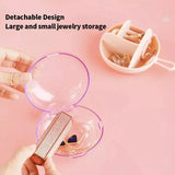 Circular Jewellery Box, Mini Round Shape Jewelry Organizer, Necklace Earrings Rings Holder, Transparent Round Travel Jewelry Box, Multi Grid Storage Case for Earrings Rings