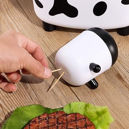 Happy Cow Tissue Box With Holder, Plastic Toothpicks Tissue Dispenser, Cartoon Cow Decorative Plastic Tissue Box, 2 in 1 Multifunctional Toothpick Holder Tissue Box, Facial Paper Dispenser Organizer for Bathroom Home