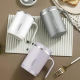 500ml Travel Carry Mug With Handle, Stainless Steel Thermos with Cup Lid, Household Office Insulated Mug, Double Anti-scald Thermal Mug, Large Capacity Beverage Cup, Home Office Coffee Mug, Coffee Milk Juice Mug with Straws &Lids Kitchen Drinkware