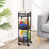 3 Layer Folding Storage Cart, Flexible Food Trolley, Home Snack Vegetables Storage Rack with Wheels, Multifunctional 3 Tier Storage Cart