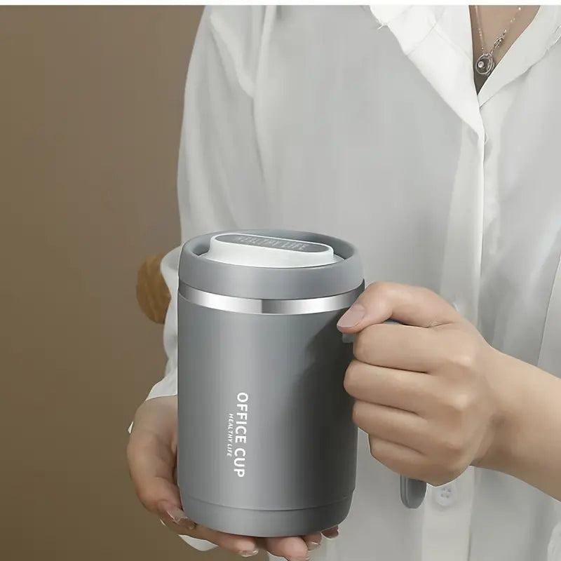 500ml Travel Carry Mug With Handle, Stainless Steel Thermos with Cup Lid, Household Office Insulated Mug, Double Anti-scald Thermal Mug, Large Capacity Beverage Cup, Home Office Coffee Mug, Coffee Milk Juice Mug with Straws &Lids Kitchen Drinkware