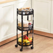 3 Layer Folding Storage Cart, Flexible Food Trolley, Home Snack Vegetables Storage Rack with Wheels, Multifunctional 3 Tier Storage Cart