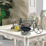 Tricycle Metal Fruit Basket, Double Layer Hollow Design Fruit Plate, Portable Kitchen Storage Countertops Shelf Rack, Metal Black Fruit And Vegetable Storage Stand, 2 Tier Metal Bread Basket
