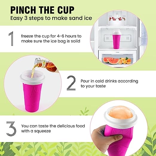 Slushy Ice Maker Cup, Silicon Ice Cream Slushy Maker Bottle Shake Cup, Magic Quick Frozen Smoothies Cup, Summer Squeeze Homemade Juice Water Bottle, Double Layer Squeeze Slushy Maker Cup, Homemade Milk Shake Ice Cream Maker