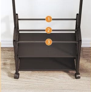 Multifunctional Cloth Rack With Wheels, Multilayer Floor Hanger, 4 in 1 Hall Tree with Storage Shelf,  Simple Cloth Organizer Wardrobe, Shoes Rack Home Organizer, Multifunction Floor Standing Clothes Hanger Rack
