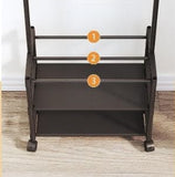 Multifunctional Cloth Rack With Wheels, Multilayer Floor Hanger, 4 in 1 Hall Tree with Storage Shelf,  Simple Cloth Organizer Wardrobe, Shoes Rack Home Organizer, Multifunction Floor Standing Clothes Hanger Rack