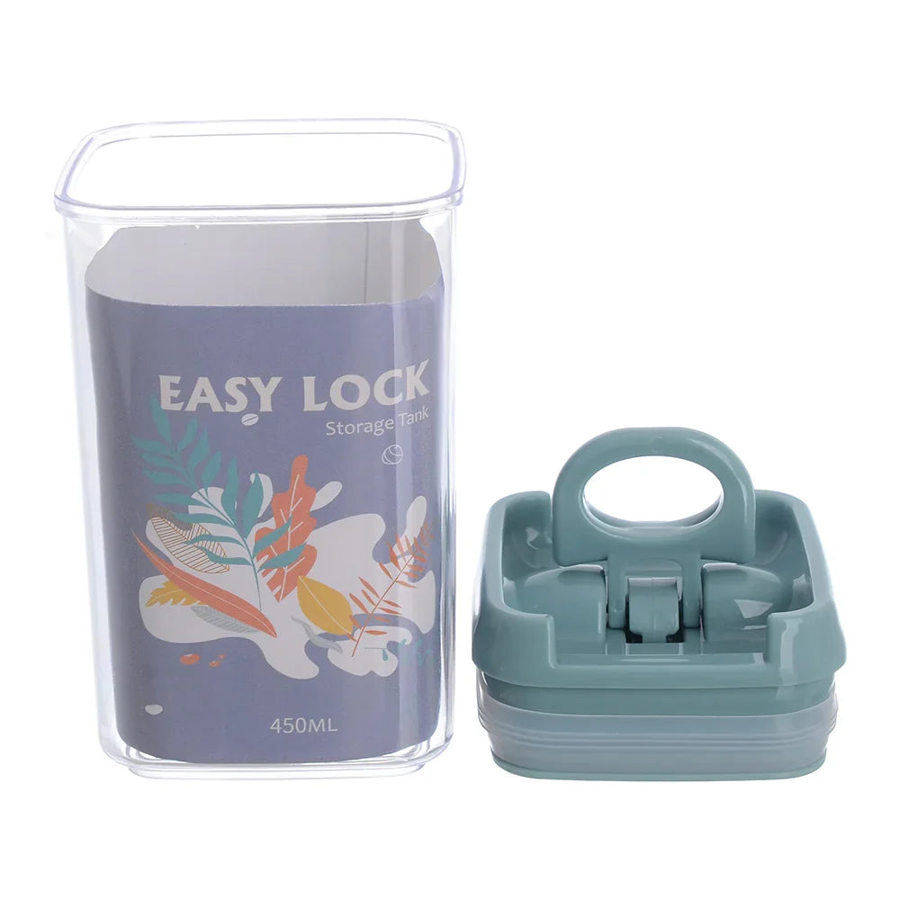 Set Of 4 Easy Lock Storage Tank, Acrylic Condiment Seasoning Set, Airtight (400ml, 600ml, 800ml, 1000ml) Food Organizer, Coffee Flour Sugar Tea Container, Kitchen Container Seal Storage Jars With Plastic Cover, Kitchen Accessories
