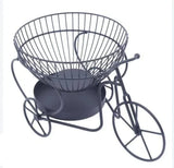 Tricycle Metal Fruit Basket, Double Layer Hollow Design Fruit Plate, Portable Kitchen Storage Countertops Shelf Rack, Metal Black Fruit And Vegetable Storage Stand, 2 Tier Metal Bread Basket