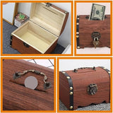 Treasure Money Box, Vintage Wood Money Saving Box With Lock, Pirate Multipurpose Treasure Chest Box, Children Lockable Coin Box, Paper Note And Coin Saving Box, Retro Wooden Treasure Chest Money Bank
