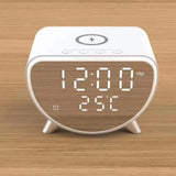 Charging Station Alarm Clock, Wireless Charger Clock LED Digital Alarm Clock, Qi Charging Station Desktop Clocks, 3 in 1 Alarm Clock Wireless Charger Stand, Multifunctional Wireless Charging Dock Station, Temperature Monitor Portable Wireless Charger